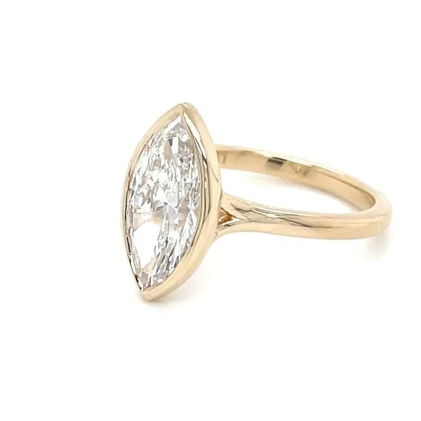 14KY Gold Engagement Ring with Bezel Set 3.08 Ct Marquise Lab Diamond Image 4 Franzetti Jewelers Austin, TX