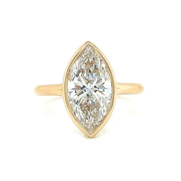 14KY Gold Engagement Ring with Bezel Set 3.08 Ct Marquise Lab Diamond Franzetti Jewelers Austin, TX