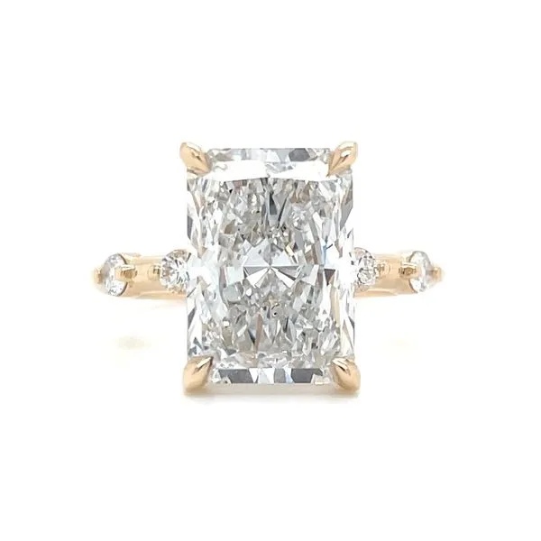 14KY Spaced Diamond Engagement Ring with 4.14 Ct Radiant Lab Diamond Franzetti Jewelers Austin, TX