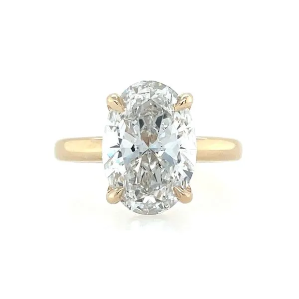 14KY Gold 4 Prong Solitaire Engagement Ring with 3.81 Ct Oval Lab Diamond Franzetti Jewelers Austin, TX