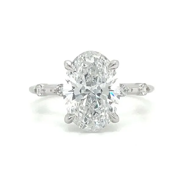 14KW Spaced Diamond Engagement Ring with 3.08 Ct Oval Lab Diamond Franzetti Jewelers Austin, TX
