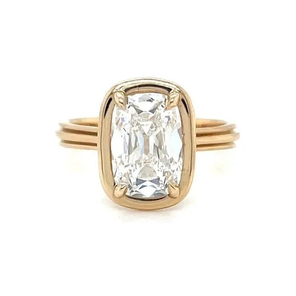 14KY Claw Prong Bezel-Style Engagement Ring with 2.82 Ct Old Mine Lab Diamond Franzetti Jewelers Austin, TX