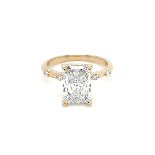 14KY Spaced Diamond Engagement Ring with 3.03 Ct Radiant Lab Diamond Image 3 Franzetti Jewelers Austin, TX