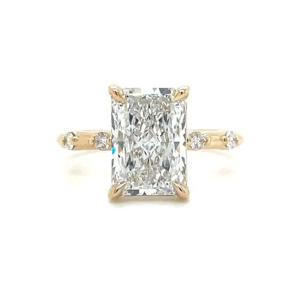 14KY Spaced Diamond Engagement Ring with 3.03 Ct Radiant Lab Diamond Franzetti Jewelers Austin, TX