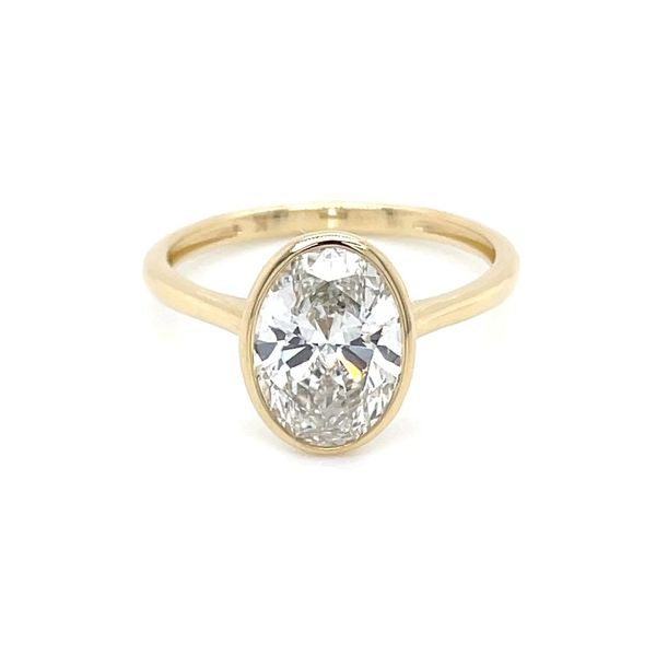 14KY Gold Engagement Ring with Bezel Set 2.03 Ct Oval Lab Diamond Image 3 Franzetti Jewelers Austin, TX