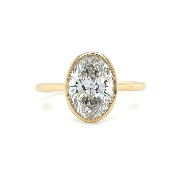 14KY Gold Engagement Ring with Bezel Set 2.03 Ct Oval Lab Diamond Franzetti Jewelers Austin, TX
