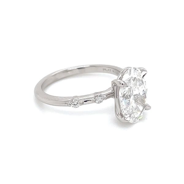 Platinum Spaced Diamond Engagement Ring with 3.04 Ct Oval Lab Diamond Image 4 Franzetti Jewelers Austin, TX