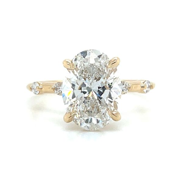 14KY Spaced Diamond Engagement Ring with 3.05 Ct Oval Lab Diamond Franzetti Jewelers Austin, TX
