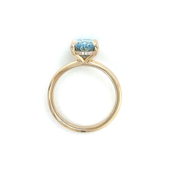 14KY Hidden Halo Engagement Ring with 2.49 Ct Fancy Blue Oval Lab Diamond Image 4 Franzetti Jewelers Austin, TX