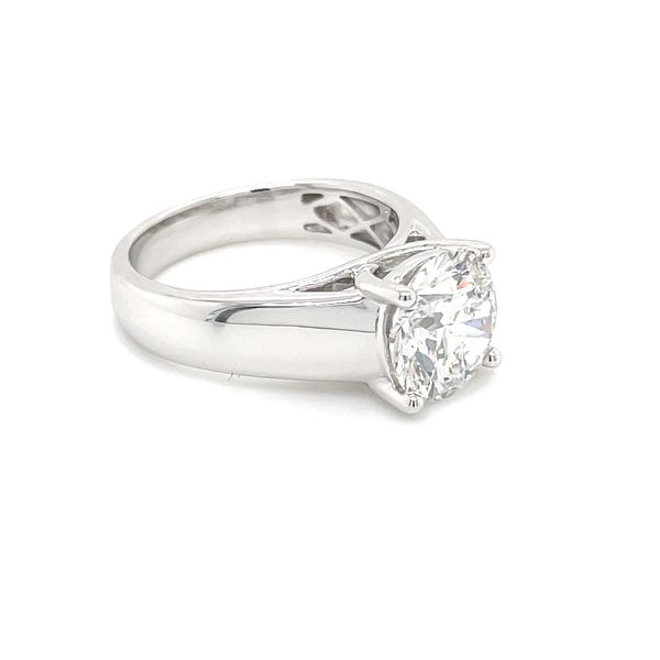 14KW Gold Wide Cross Prong Engagement Ring with Solitaire 3 Ct Round Lab Diamond Image 4 Franzetti Jewelers Austin, TX