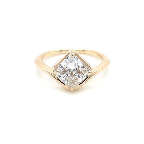 14KY Gold Engagement Ring with Compass Set 2.35 Ct Princess Lab Diamond Image 4 Franzetti Jewelers Austin, TX