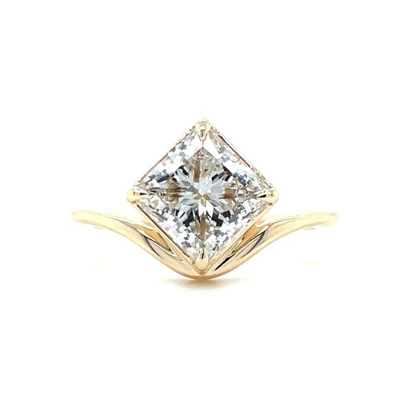 14KY Gold Engagement Ring with Compass Set 2.35 Ct Princess Lab Diamond Franzetti Jewelers Austin, TX