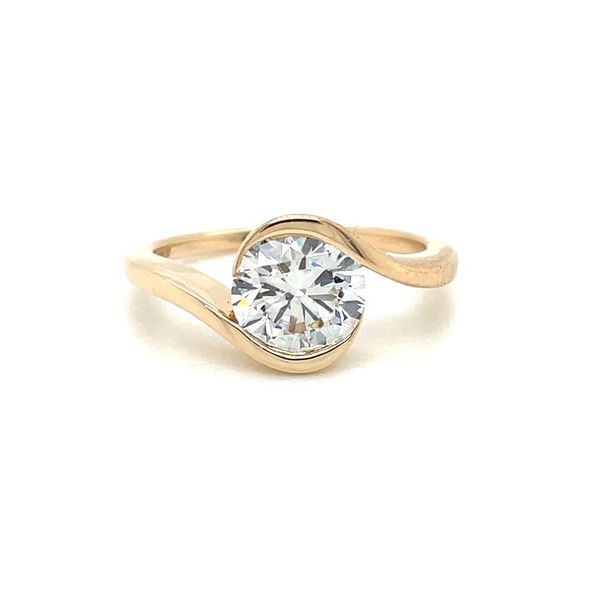 14KY Gold Bypass Design Engagement Ring with 1.69 Ct Round Lab Diamond Franzetti Jewelers Austin, TX