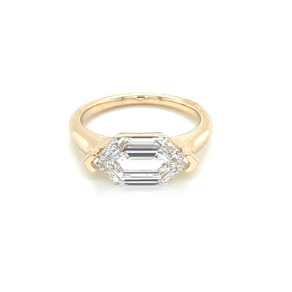 14KY Gold East West Engagement Ring with 3.09 Ct Hexagon Lab Diamond Image 3 Franzetti Jewelers Austin, TX