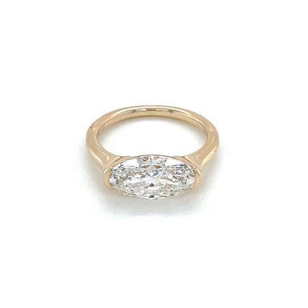 14KY Gold East West Engagement Ring with 3.07 Ct Moval Lab Diamond Image 3 Franzetti Jewelers Austin, TX