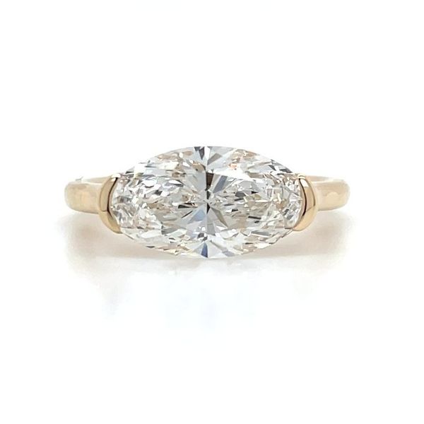 14KY Gold East West Engagement Ring with 3.07 Ct Moval Lab Diamond Franzetti Jewelers Austin, TX