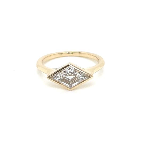 14KY Gold East West Bezel Set Engagement Ring with 1.54 Ct Lozenge Lab Diamond Image 4 Franzetti Jewelers Austin, TX