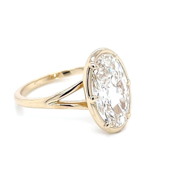 14KY Claw 6 Prong Bezel-Style Engagement Ring with 3.03 Ct Moval Lab Diamond Image 5 Franzetti Jewelers Austin, TX