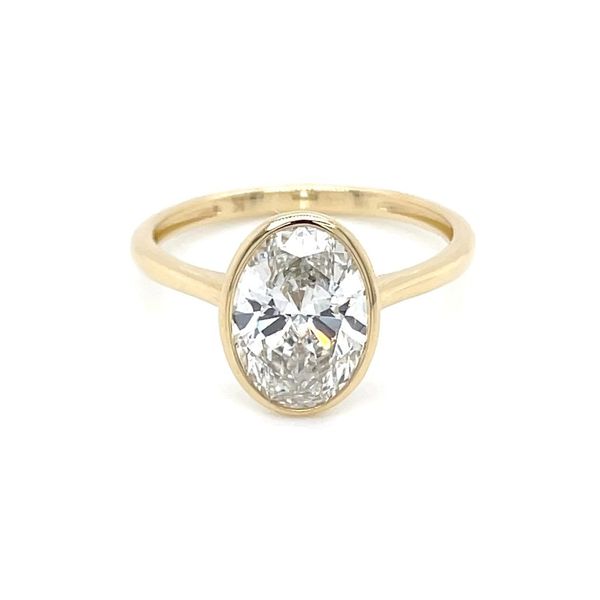 14KY Gold Engagement Ring with Bezel Set 2.02 Ct Oval Lab Diamond Image 3 Franzetti Jewelers Austin, TX