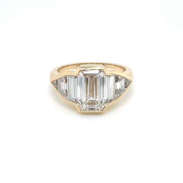 14KY Gold Shared Bezel Engagement Ring with 3.06 Ct Emerald Cut Lab Diamond Image 3 Franzetti Jewelers Austin, TX