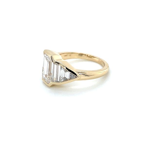 14KY Gold Shared Bezel Engagement Ring with 3.06 Ct Emerald Cut Lab Diamond Image 4 Franzetti Jewelers Austin, TX