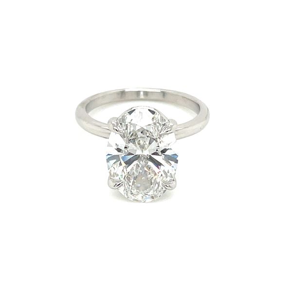 Platinum 4 Prong Solitaire Engagement Ring with 5.02 Ct Oval Lab Diamond Image 3 Franzetti Jewelers Austin, TX