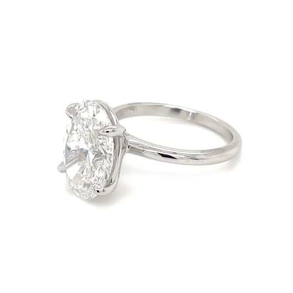 Platinum 4 Prong Solitaire Engagement Ring with 5.02 Ct Oval Lab Diamond Image 4 Franzetti Jewelers Austin, TX