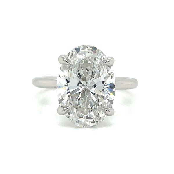 Platinum 4 Prong Solitaire Engagement Ring with 5.02 Ct Oval Lab Diamond Franzetti Jewelers Austin, TX