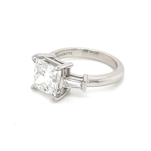 Platinum 3 Stone Engagement Ring with 3.09 Ct Princess Lab Diamond Image 4 Franzetti Jewelers Austin, TX
