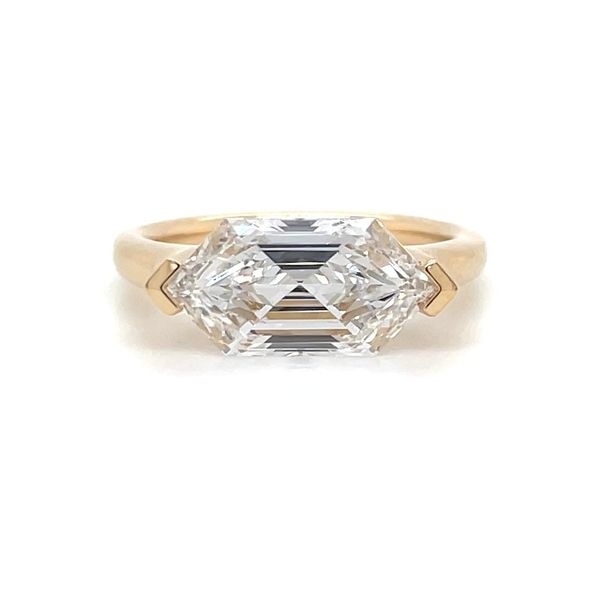 14KY Gold East West Engagement Ring with 3.07 Ct Hexagon Lab Diamond Franzetti Jewelers Austin, TX