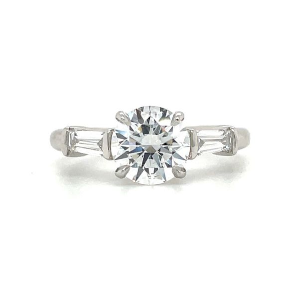 Platinum 3 Stone Engagement Ring with 1.56 Ct Round Lab Diamond Franzetti Jewelers Austin, TX