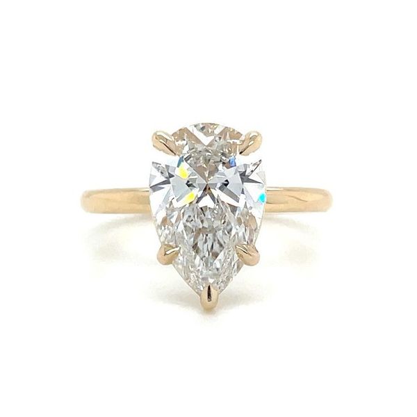 14KY Gold 5 Prong Solitaire Engagement Ring with 3.09 Ct Pear Lab Diamond Franzetti Jewelers Austin, TX