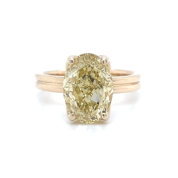 14KY Tulip Solitaire Engagement Ring with 4.07 Ct Oval Fancy Yellow Lab Diamond Franzetti Jewelers Austin, TX