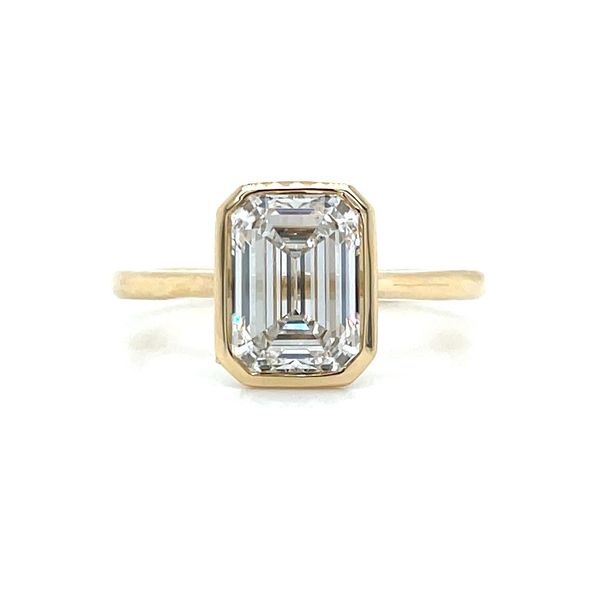 14KY Gold Engagement Ring with Bezel Set 2.05 Ct Emerald Lab Diamond Franzetti Jewelers Austin, TX