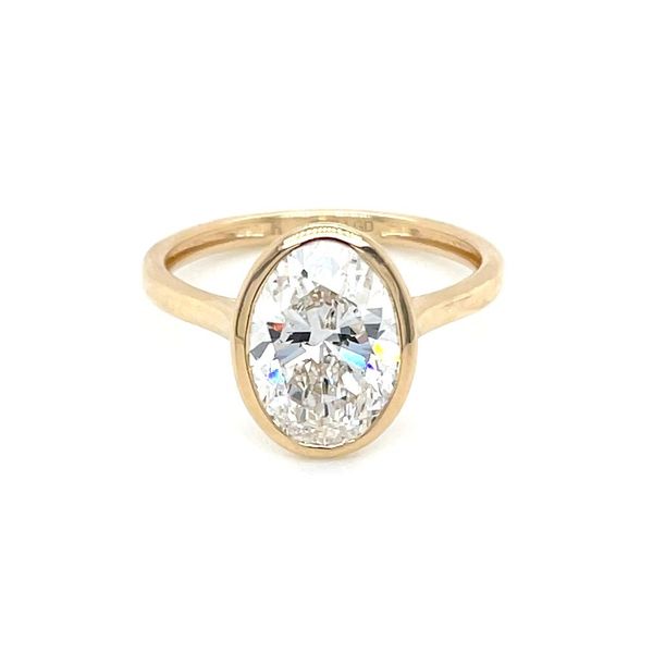 14KY Gold Engagement Ring with Bezel Set 2.50 Ct Oval Lab Diamond Image 3 Franzetti Jewelers Austin, TX