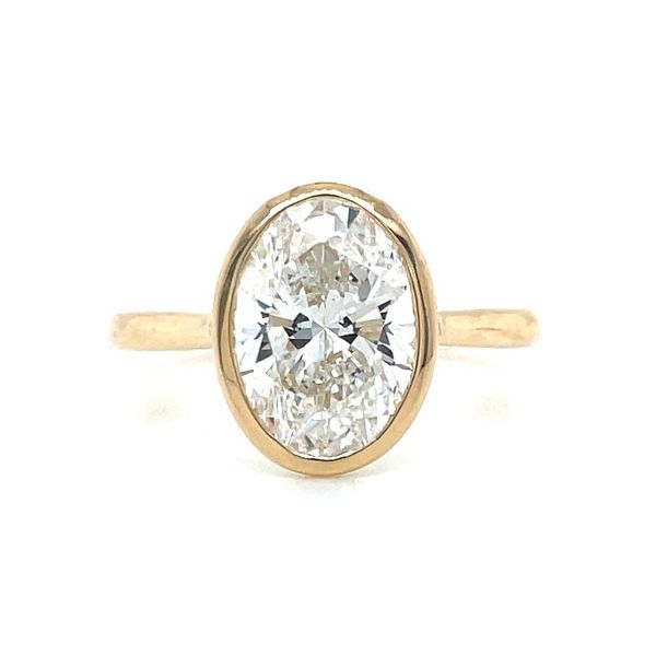 14KY Gold Engagement Ring with Bezel Set 2.50 Ct Oval Lab Diamond Franzetti Jewelers Austin, TX