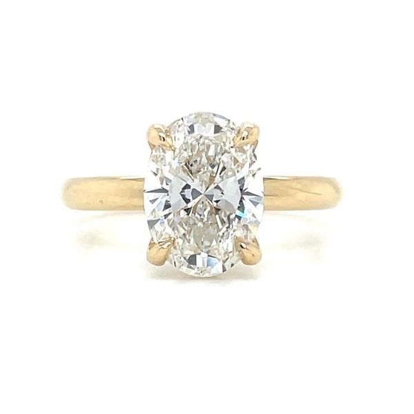 14KY Gold 4 Prong Solitaire Engagement Ring with 2.59 Ct Oval Lab Diamond Franzetti Jewelers Austin, TX