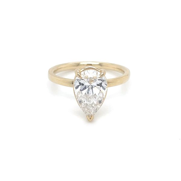 14KY Gold 3 Prong Solitaire Engagement Ring with 2.01 Ct Pear Lab Diamond Image 3 Franzetti Jewelers Austin, TX