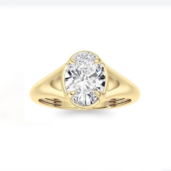 14KY Gold Signet Ring with1.01 Ct Oval Lab Diamond Franzetti Jewelers Austin, TX