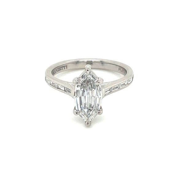 Platinum 6 Prong Engagement Ring with 1.52 Ct Marquise Step Cut Lab Diamond Image 3 Franzetti Jewelers Austin, TX