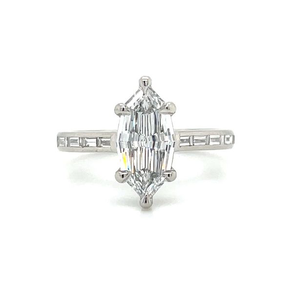 Platinum 6 Prong Engagement Ring with 1.52 Ct Marquise Step Cut Lab Diamond Franzetti Jewelers Austin, TX