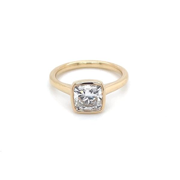 14KY Gold Engagement Ring with Bezel Set 2.03 Ct SQ Cushion Lab Diamond Image 3 Franzetti Jewelers Austin, TX