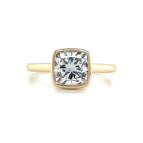 14KY Gold Engagement Ring with Bezel Set 2.03 Ct SQ Cushion Lab Diamond Franzetti Jewelers Austin, TX