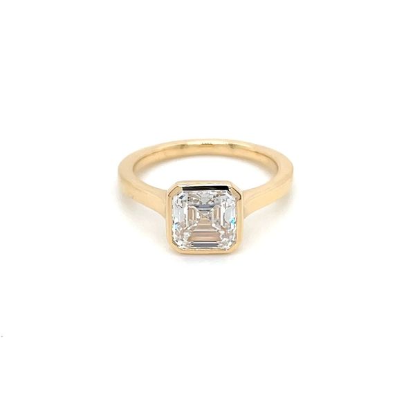 18KY Gold Engagement Ring with Bezel Set 2 Ct Asscher Lab Diamond Image 3 Franzetti Jewelers Austin, TX
