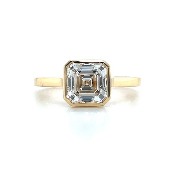 18KY Gold Engagement Ring with Bezel Set 2 Ct Asscher Lab Diamond Franzetti Jewelers Austin, TX