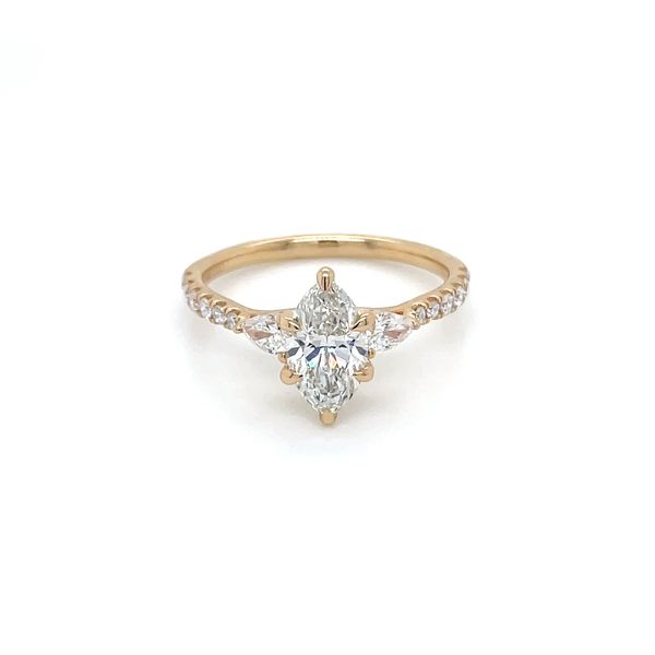 14KY 3 Stone Engagement Ring with 1.23 Ct Marquise Lab Diamond & Pear Shapes Image 3 Franzetti Jewelers Austin, TX