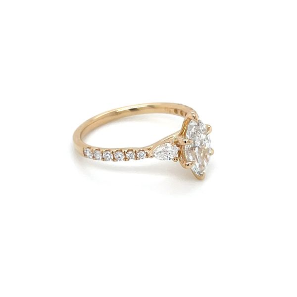 14KY 3 Stone Engagement Ring with 1.23 Ct Marquise Lab Diamond & Pear Shapes Image 4 Franzetti Jewelers Austin, TX