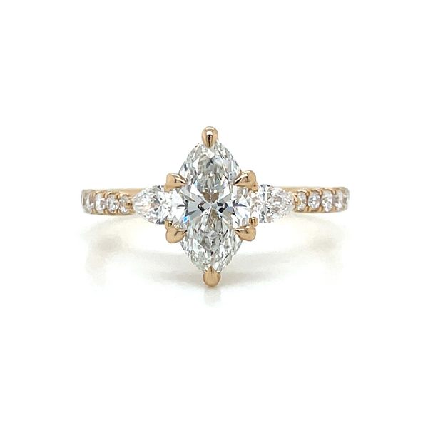 14KY 3 Stone Engagement Ring with 1.23 Ct Marquise Lab Diamond & Pear Shapes Franzetti Jewelers Austin, TX