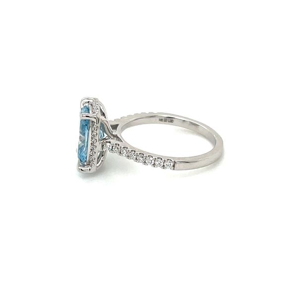 14KW Gold Halo Engagement Ring with 2.58 Ct Cushion Fancy Blue Lab Diamond Image 4 Franzetti Jewelers Austin, TX