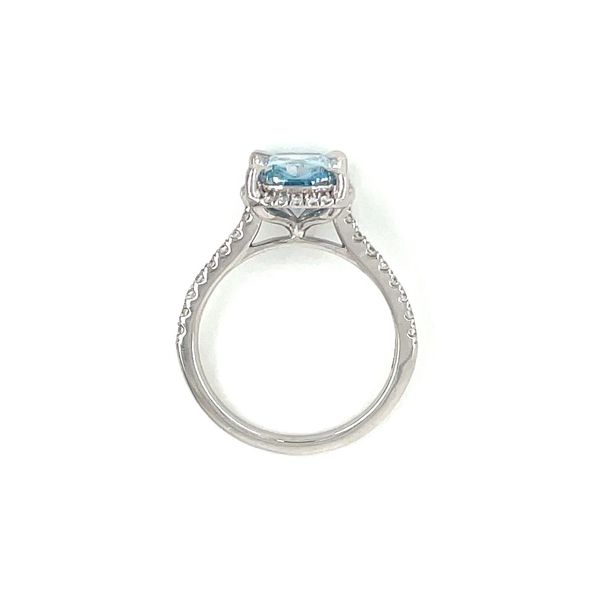 14KW Gold Halo Engagement Ring with 2.58 Ct Cushion Fancy Blue Lab Diamond Image 5 Franzetti Jewelers Austin, TX